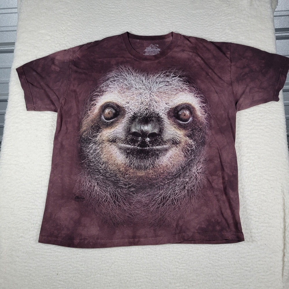 The Mountain Sloth Graphic T-Shirt Mens XL Purple Tie Dye Short Sleeve Tee